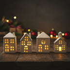 Juego de 4 casas con luz LED